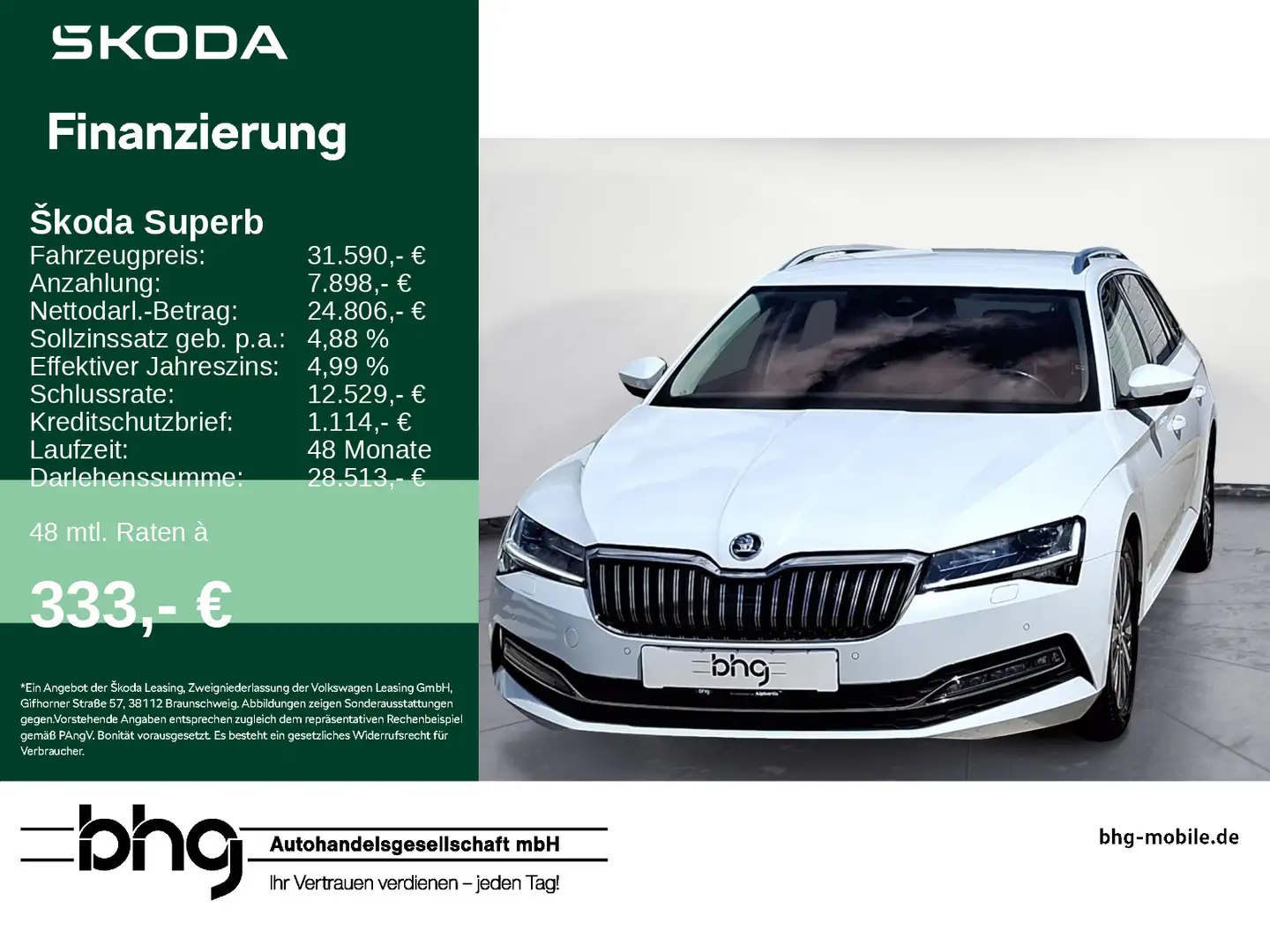 Skoda Superb Combi 2.0 TSI DSG Style AHK MatrixLED Nav Weiß - 1