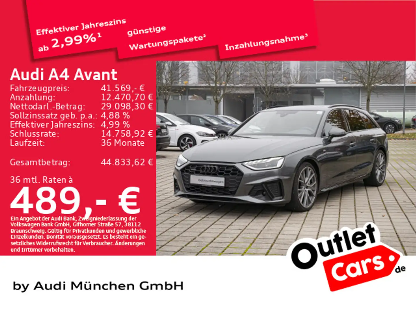 Audi A4 45 TFSI qu. S tronic S line Pano/ACC/AH Grau - 1