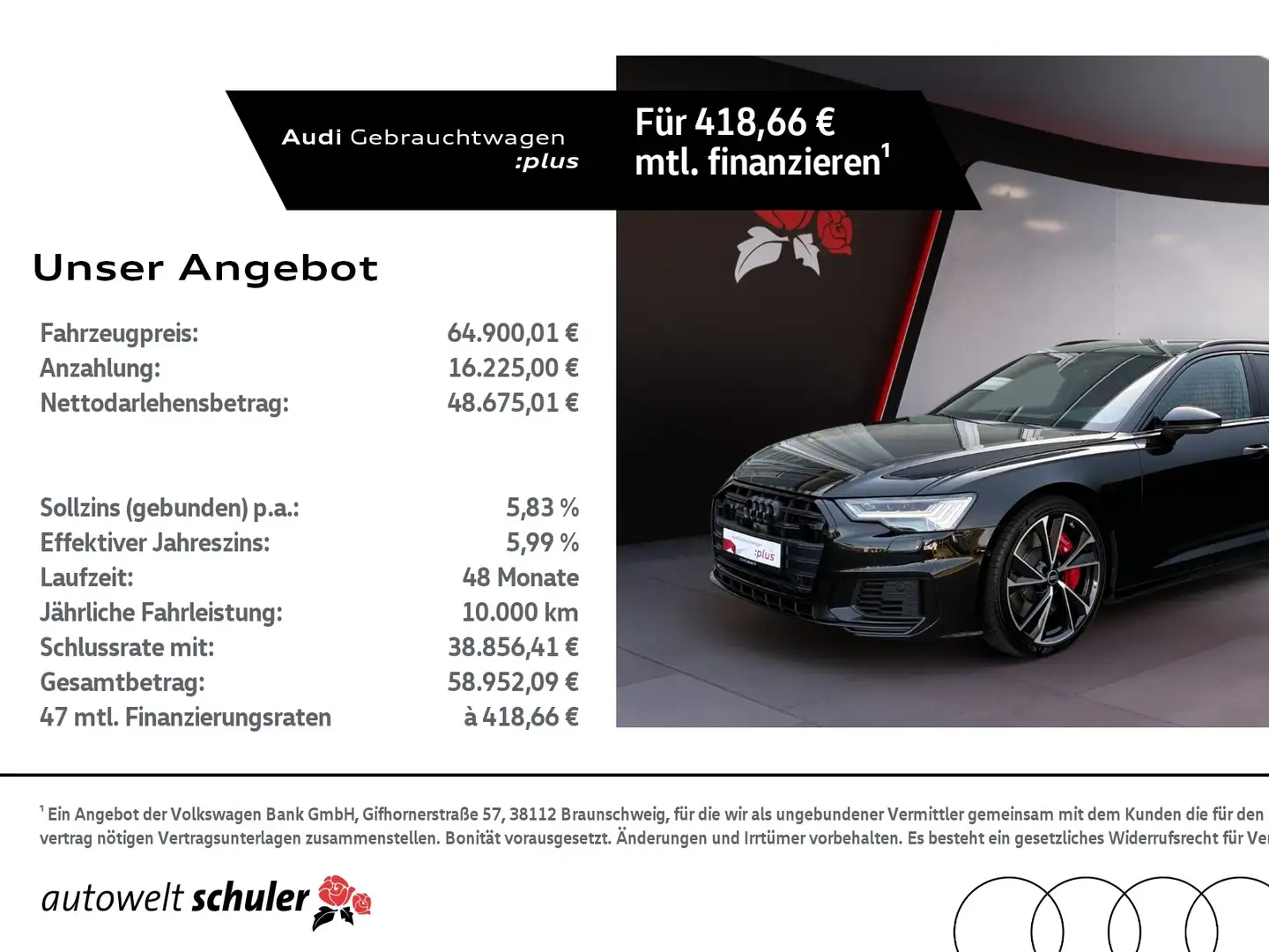 Audi S6 Avant 3.0 TDI quattro AHK RFK PANO B&O ACC HUD St Schwarz - 1
