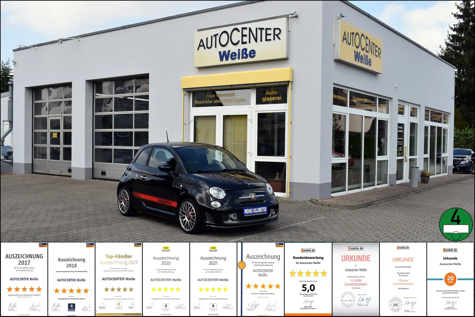 Abarth 500 595 Turismo Garantie 160 PS 1.-Hand + VFW Schwarz - 1