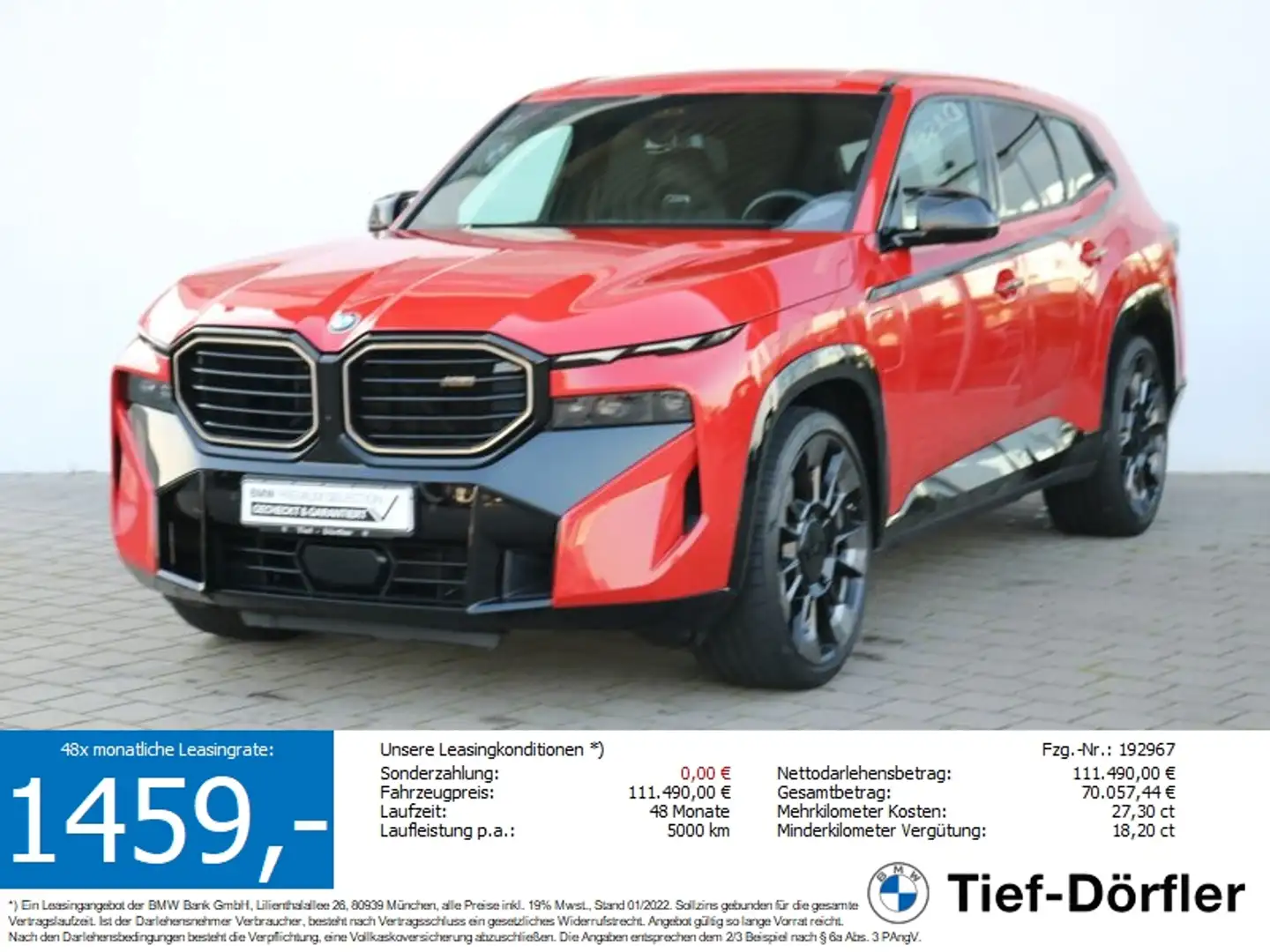 BMW XM AHK/B&W/MASSAGE/SOFT/360/S-LÜFT/GARAGE crvena - 1