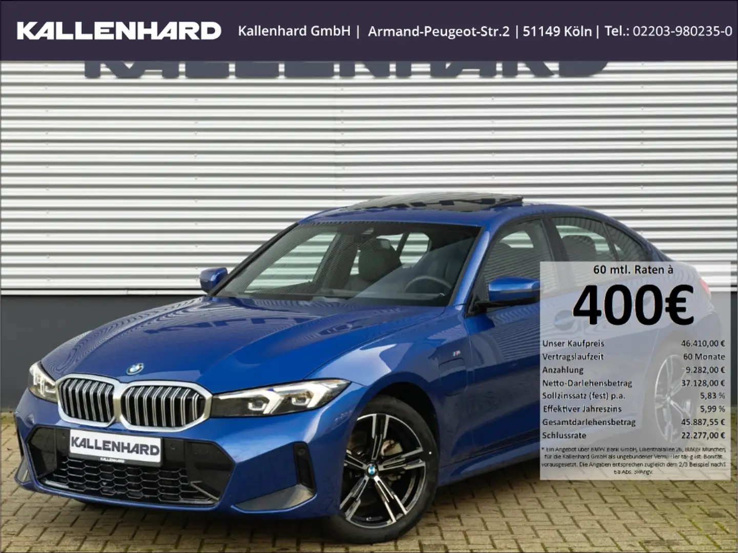 BMW 330 e M Sport-LCI2-Schiebedach-AHK-Hifi-0,5% M Sport Blau - 1