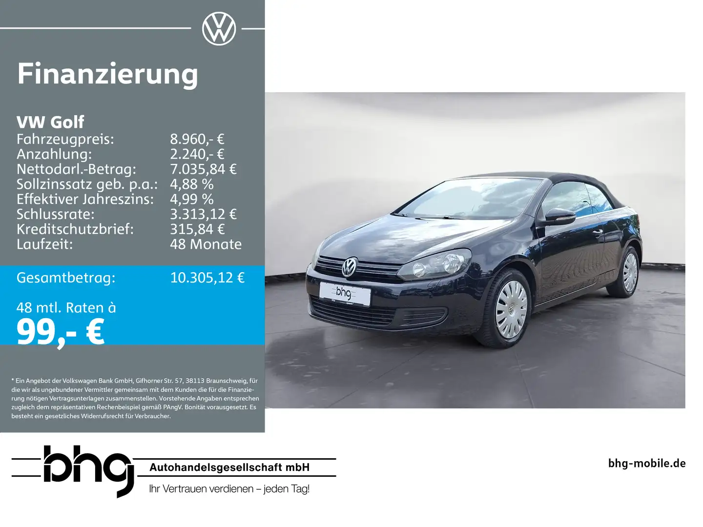 Volkswagen Golf Volkswagen Golf Cabriolet Noir - 1