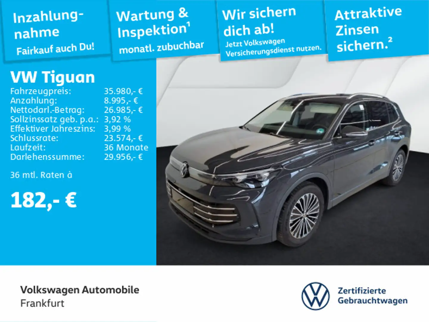 Volkswagen Tiguan 1.5 eTSI DSG Elegance Navi IQ.Light DAB+ FrontAssi Grau - 2