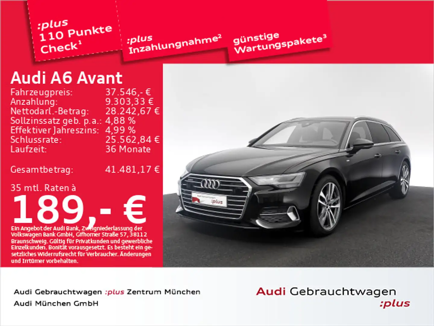 Audi A6 45 TFSI qu. S tronic S line Navi+/Kamer Zwart - 1