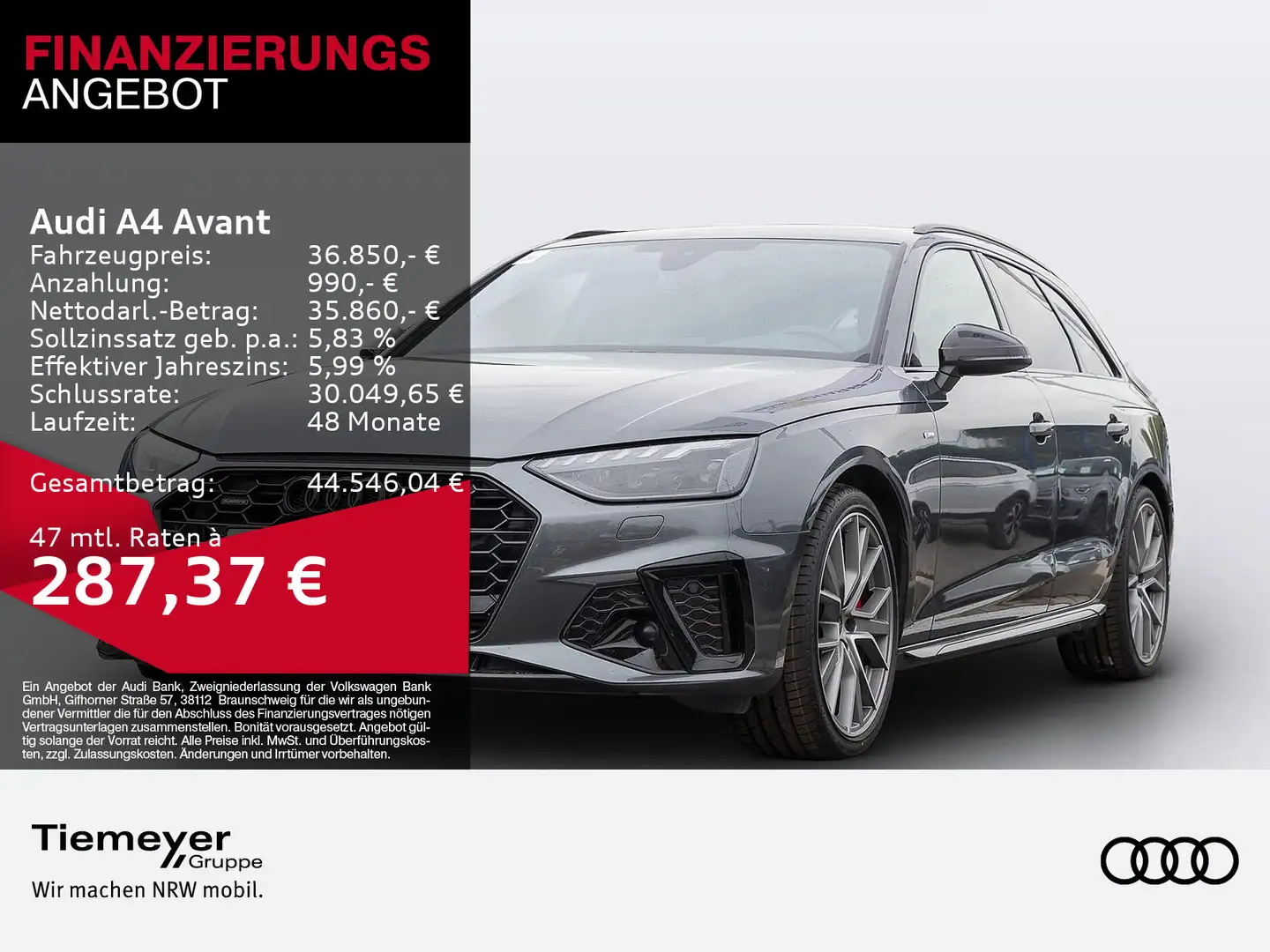 Audi A4 40 TFSI Q 2x S LINE LM19 KAMERA NAVI+ V Grau - 1