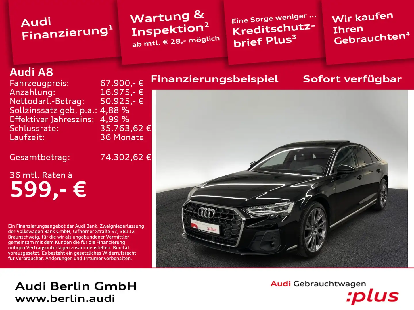 Audi A8 50 TDI qu.tiptr. AHK 360°K HUD PANO TV NAVI Schwarz - 1
