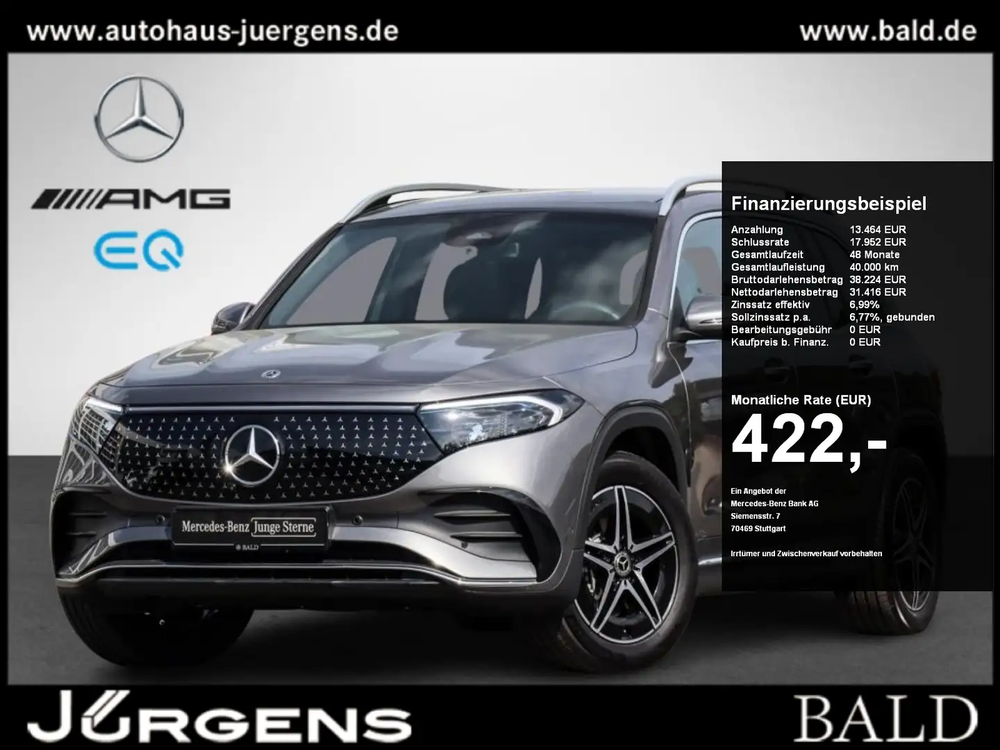 Mercedes-Benz EQB 300 4M AMG-Advanced/LED/Pano/360/Totw/Easy-P Grau - 1