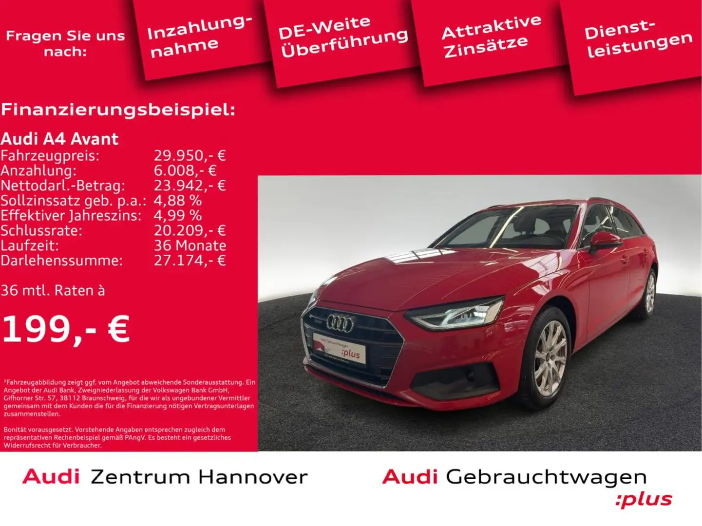 Audi A4 Avant 50 TDI quattro LED DAB Navi Phone Box Rot - 2