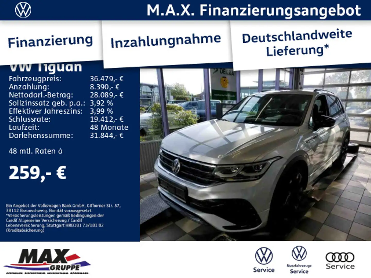 Volkswagen Tiguan 2.0 TDI 4M R-LINE BLACKSTYLE PANO+KAM+AHK Zilver - 1