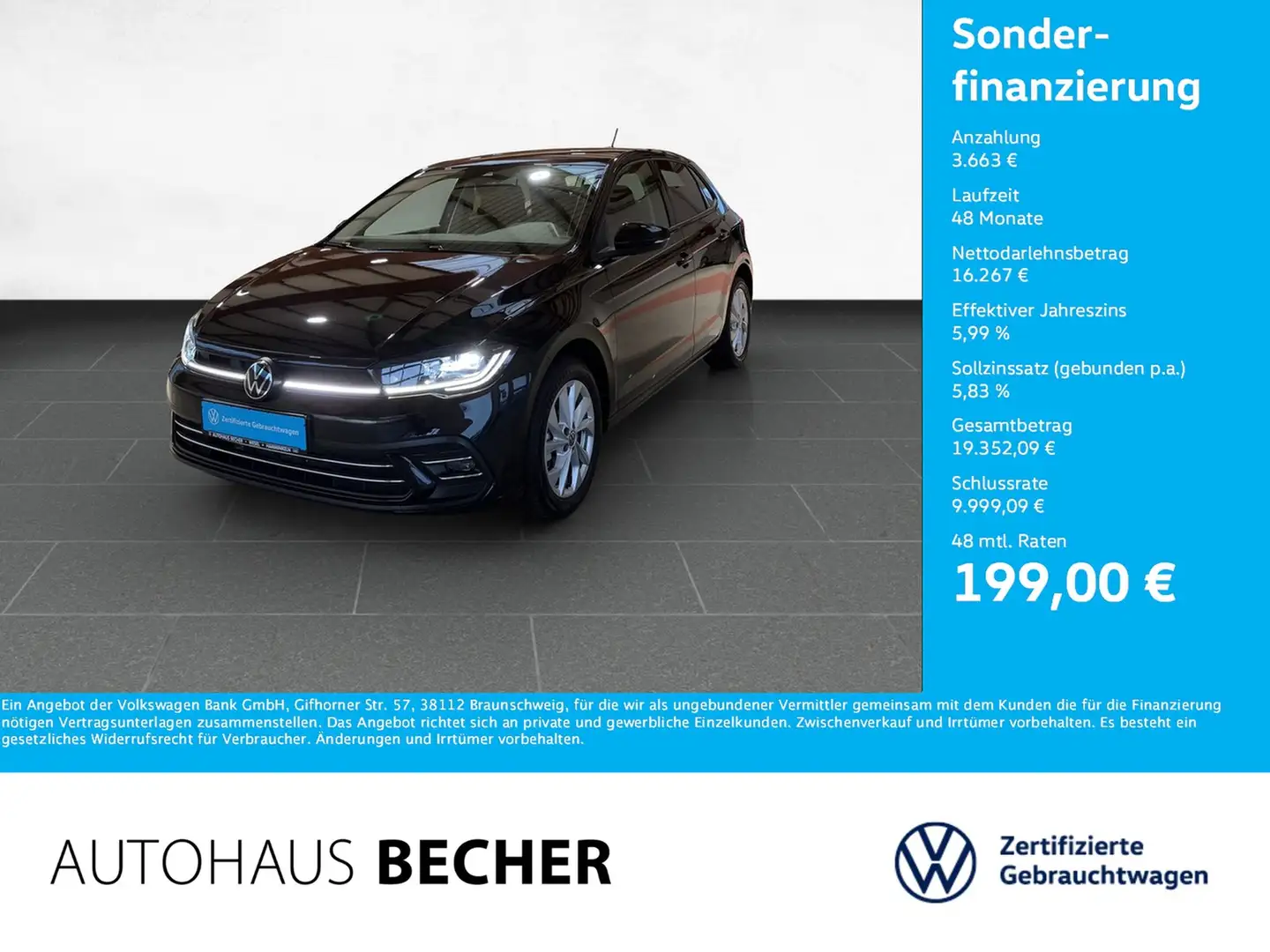 Volkswagen Polo Style 1.0 TSI DSG /Sitzhz/Matrix/CarPlay Noir - 1