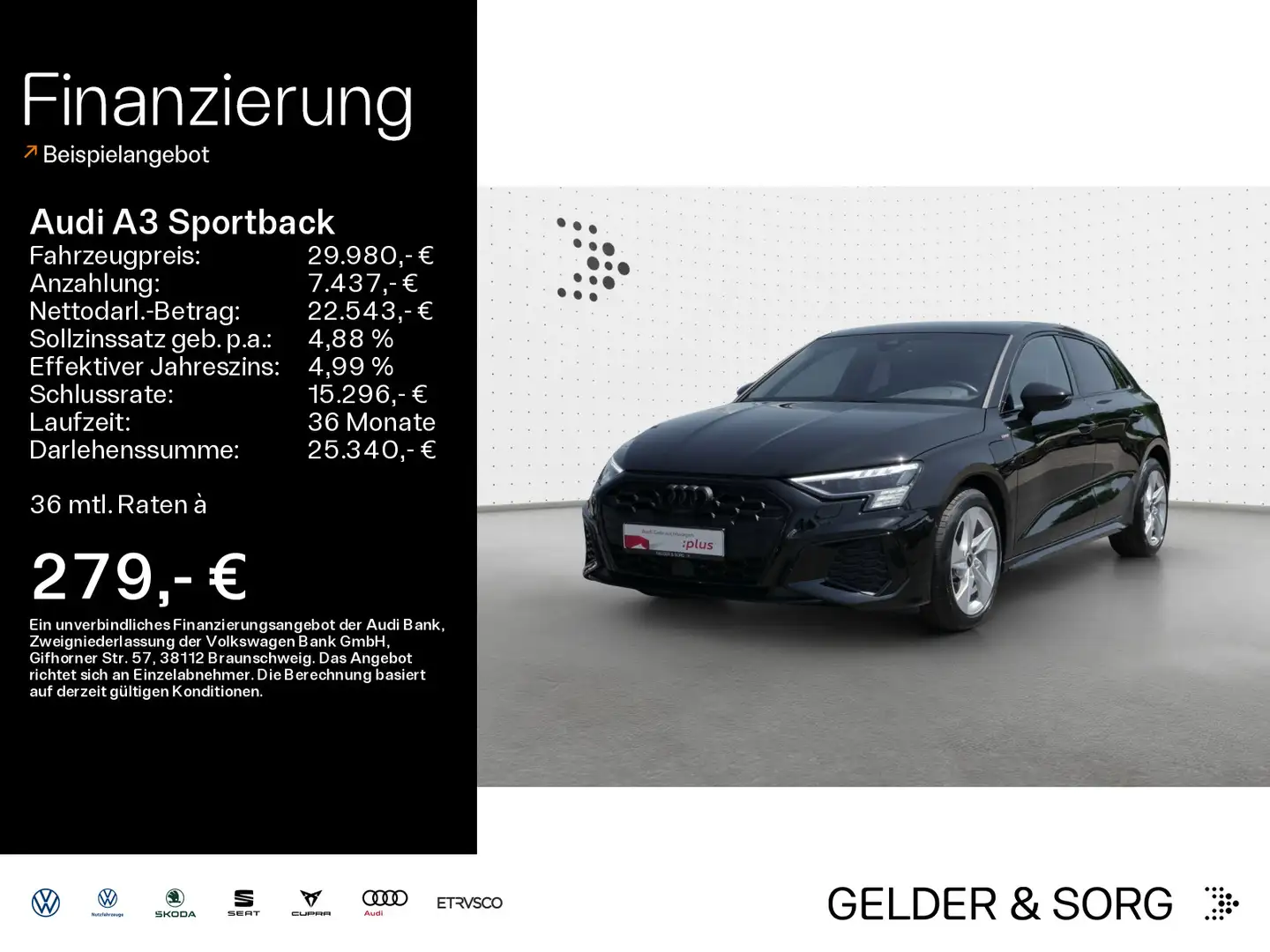 Audi A3 45 TFSIe S line Virtual*Matrix*B&O Nero - 1