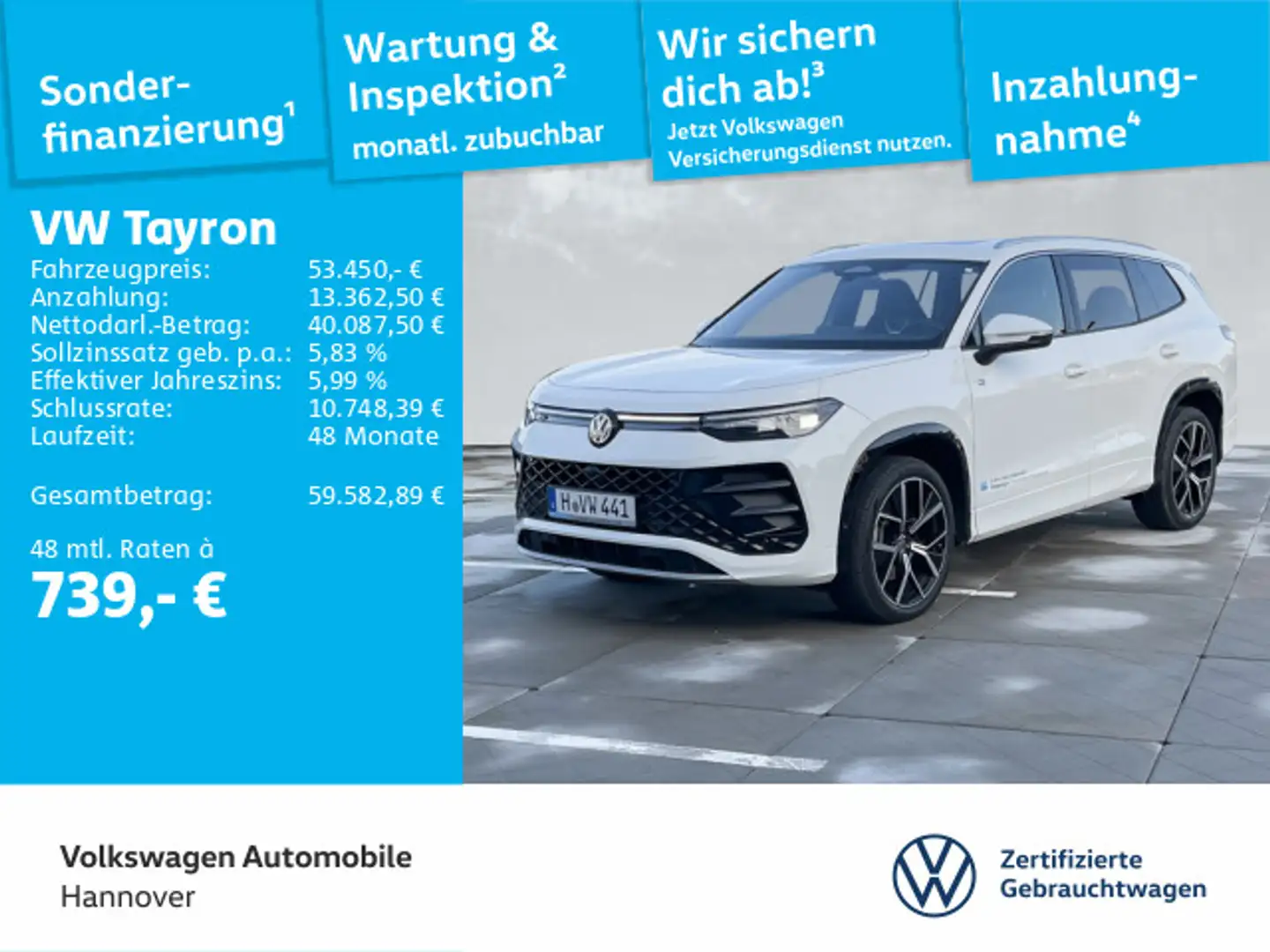 Volkswagen Tayron R-Line 2.0 TDI DSG 4Motion AHK HUD IQ.LIG Weiß - 1