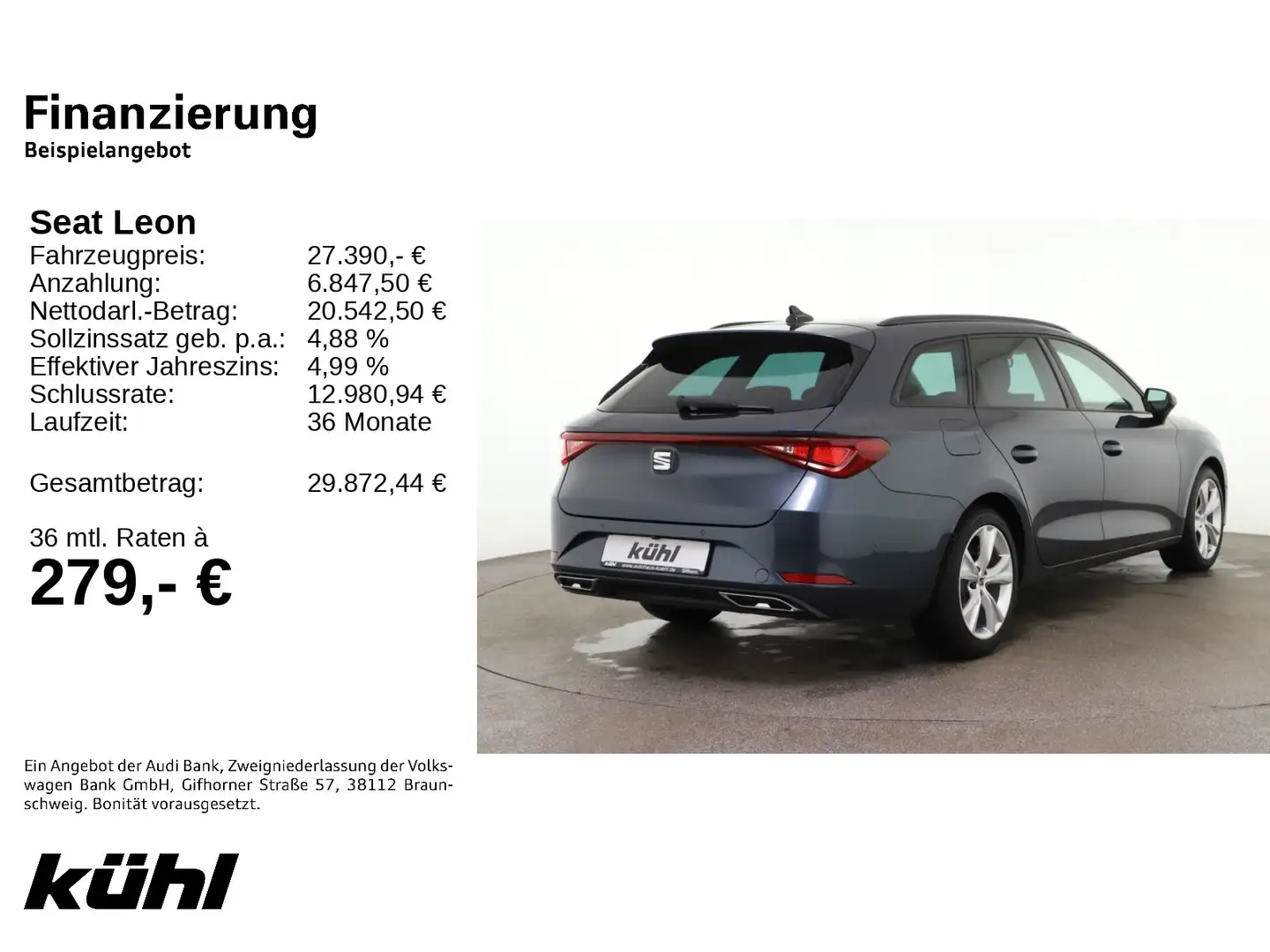 SEAT Leon Sportstourer 1.5 eTSI DSG FR-Line ACC/Parkl Grau - 2