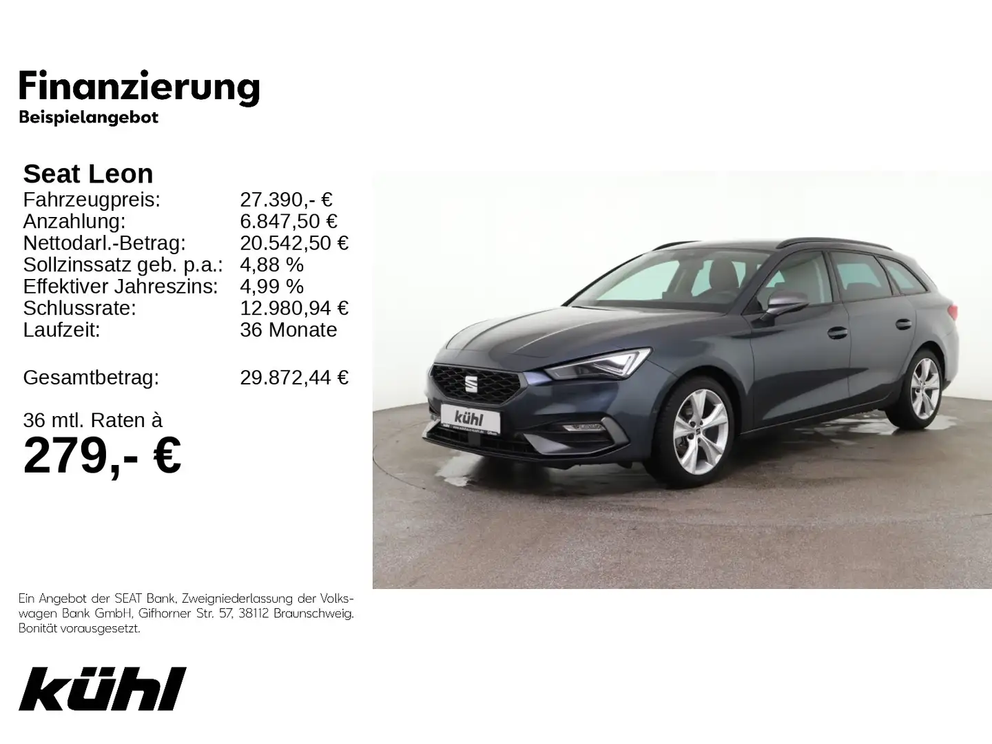 SEAT Leon Sportstourer 1.5 eTSI DSG FR-Line ACC/Parkl Grau - 1