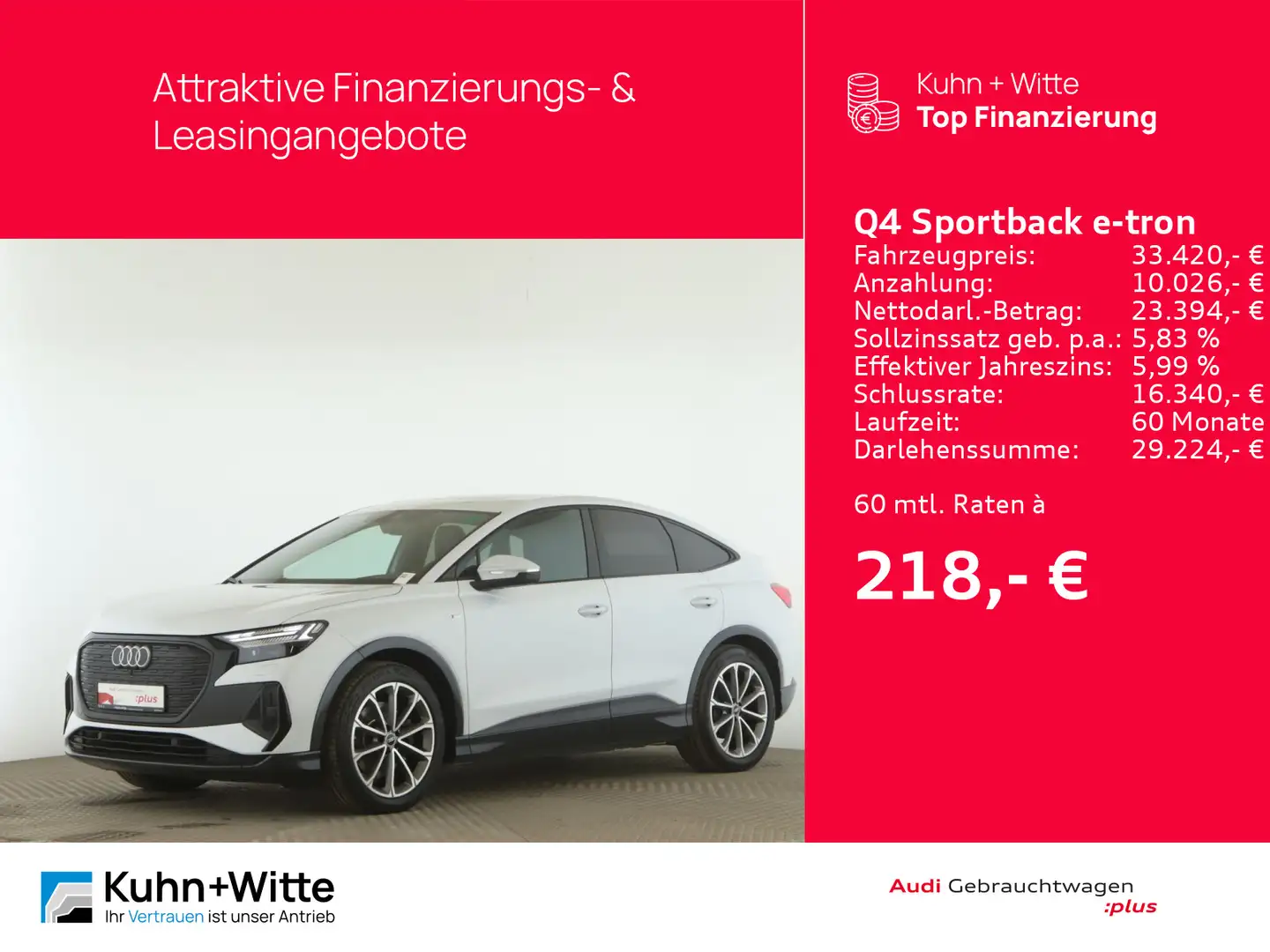 Audi Q4 e-tron Q4 Sportback 50 e-tron quattro *Pano*LED*RFK*MMI Blanc - 1