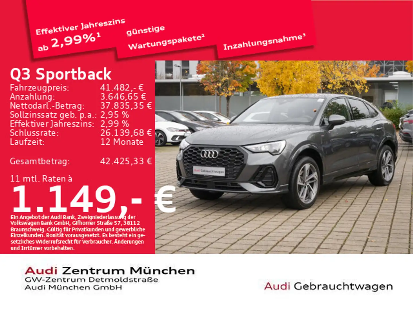 Audi Q3 45 TFSI e S tronic S line Schiebeda Grau - 1