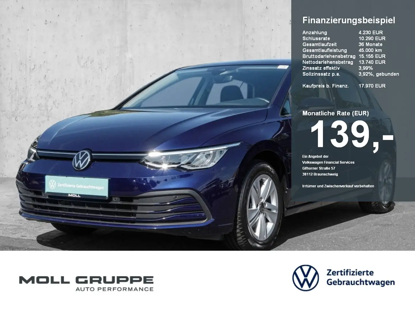 Volkswagen Golf VIII 1.0 TSI Life ALU NAVI Blauw - 1