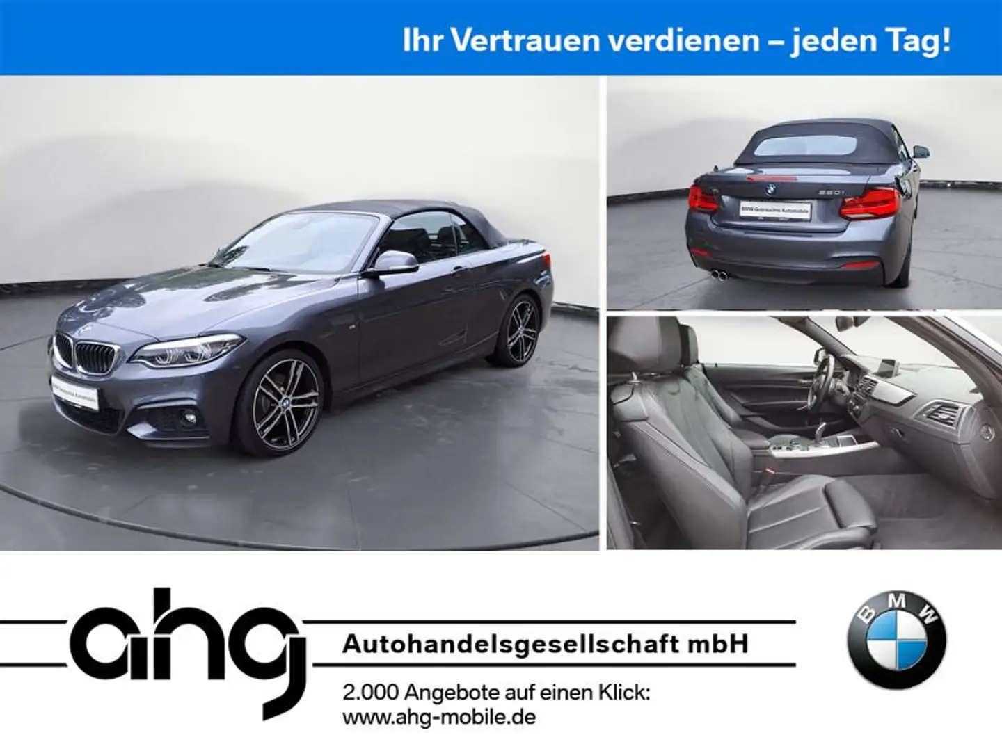 BMW 220 i Steptronic Cabrio M Sport Sport Aut. PDC Grau - 1