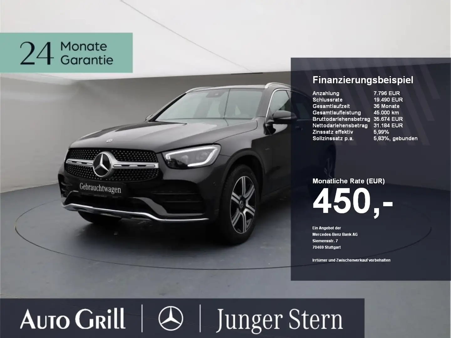 Mercedes-Benz GLC 300 de 4M +MBUX+AMG+SHD+Exclusive+Navi+MBeam Zwart - 1