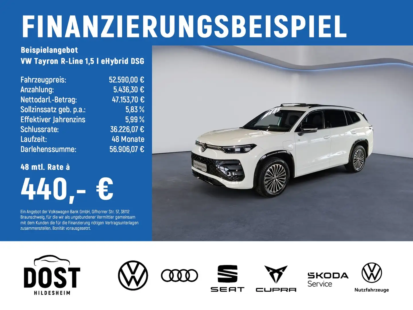 Volkswagen Tayron R-Line 1,5 l eHybrid DSG PANO+AHK+LEDER Weiß - 2