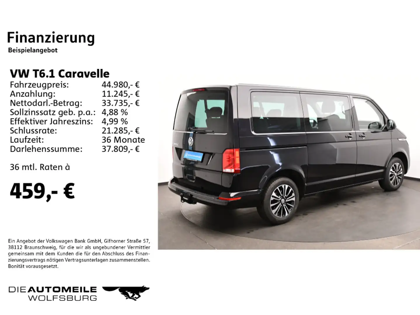 Volkswagen T6.1 Caravelle KR 2.0 TDI DSG Comfortline Kurz/A Schwarz - 2