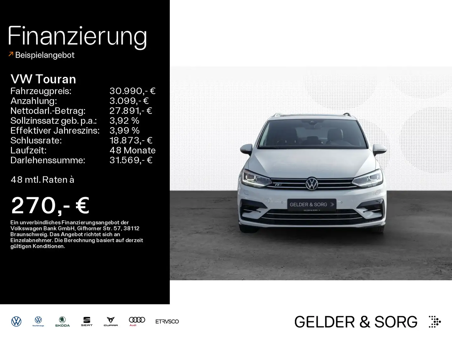 Volkswagen Touran R line 1.5 TSI DSG Pano*LED*ACC*Leder*Nav Blanco - 1