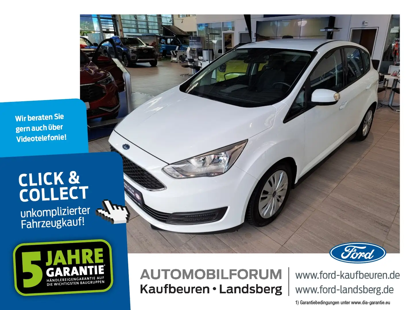 Ford C-Max 1.0 EcoBoost Trend SYNC SHZ Winterp. PDC Blanc - 1