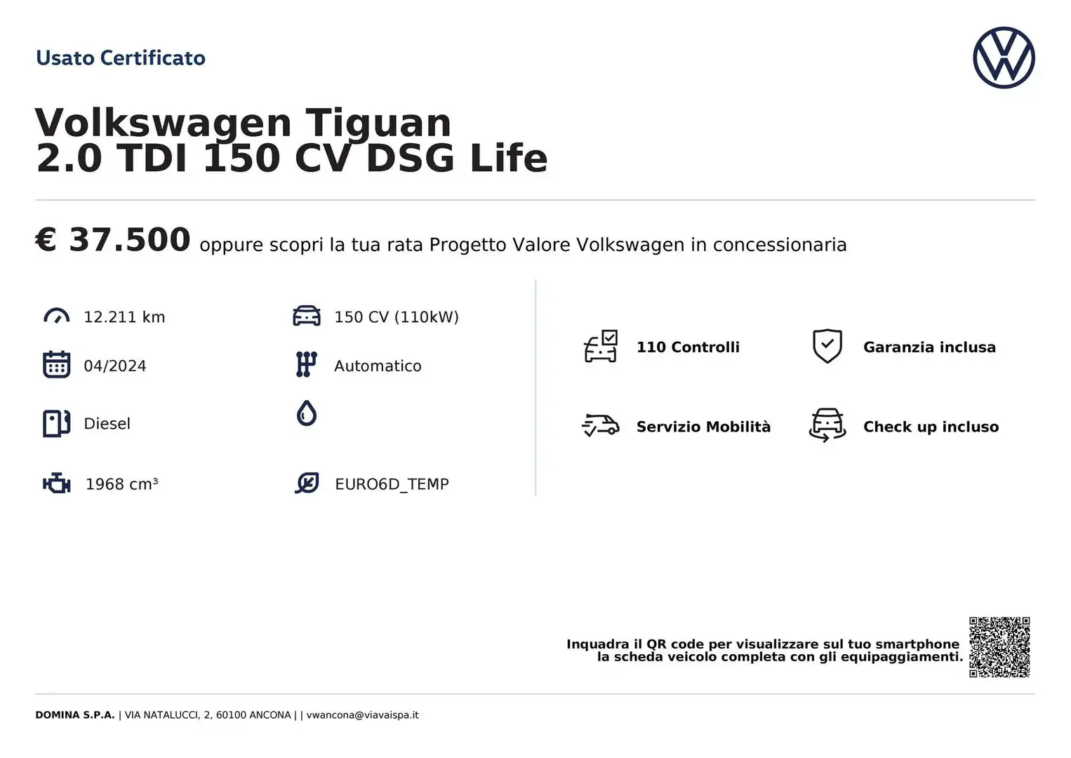 Volkswagen Tiguan 2.0 TDI 150 CV DSG Life Grigio - 2