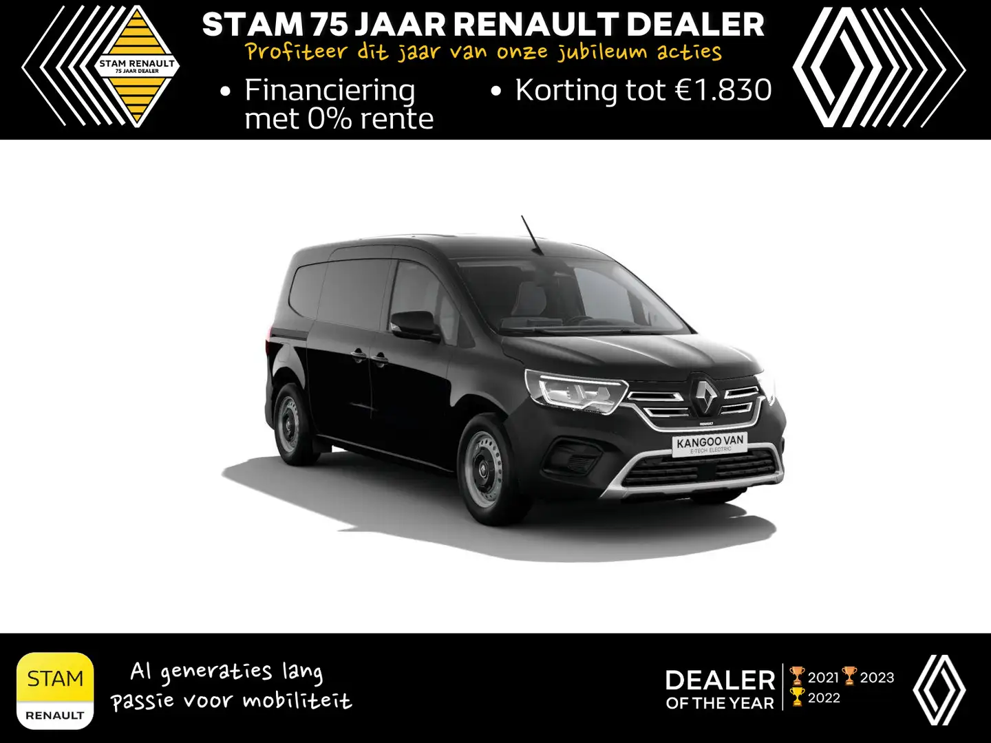 Renault Kangoo E-TECH L2H1 22kW 123 1AT Extra Automatisch | Renault hand Zwart - 1