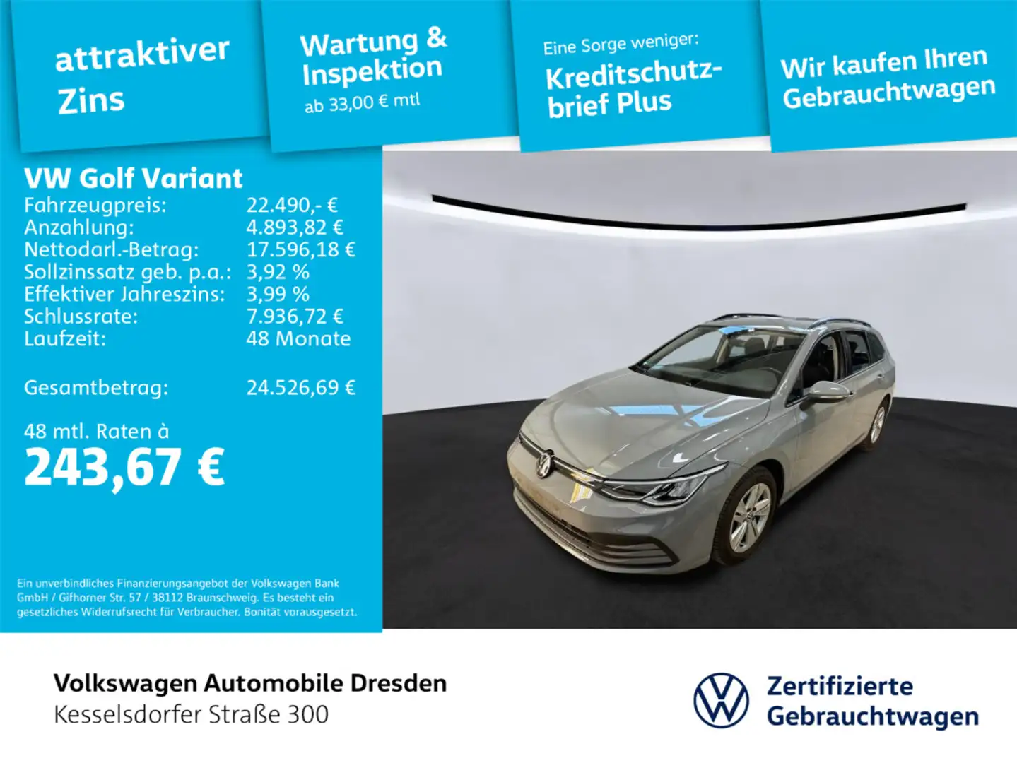 Volkswagen Golf Variant Golf VIII Variant 1.5 TSI Life LED Navi Grau - 1