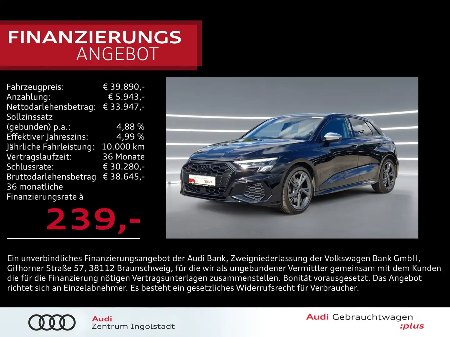 Audi S3 Sportback TFSI NAVI Optikpaket-Schwarz+ GRA Schwarz - 1