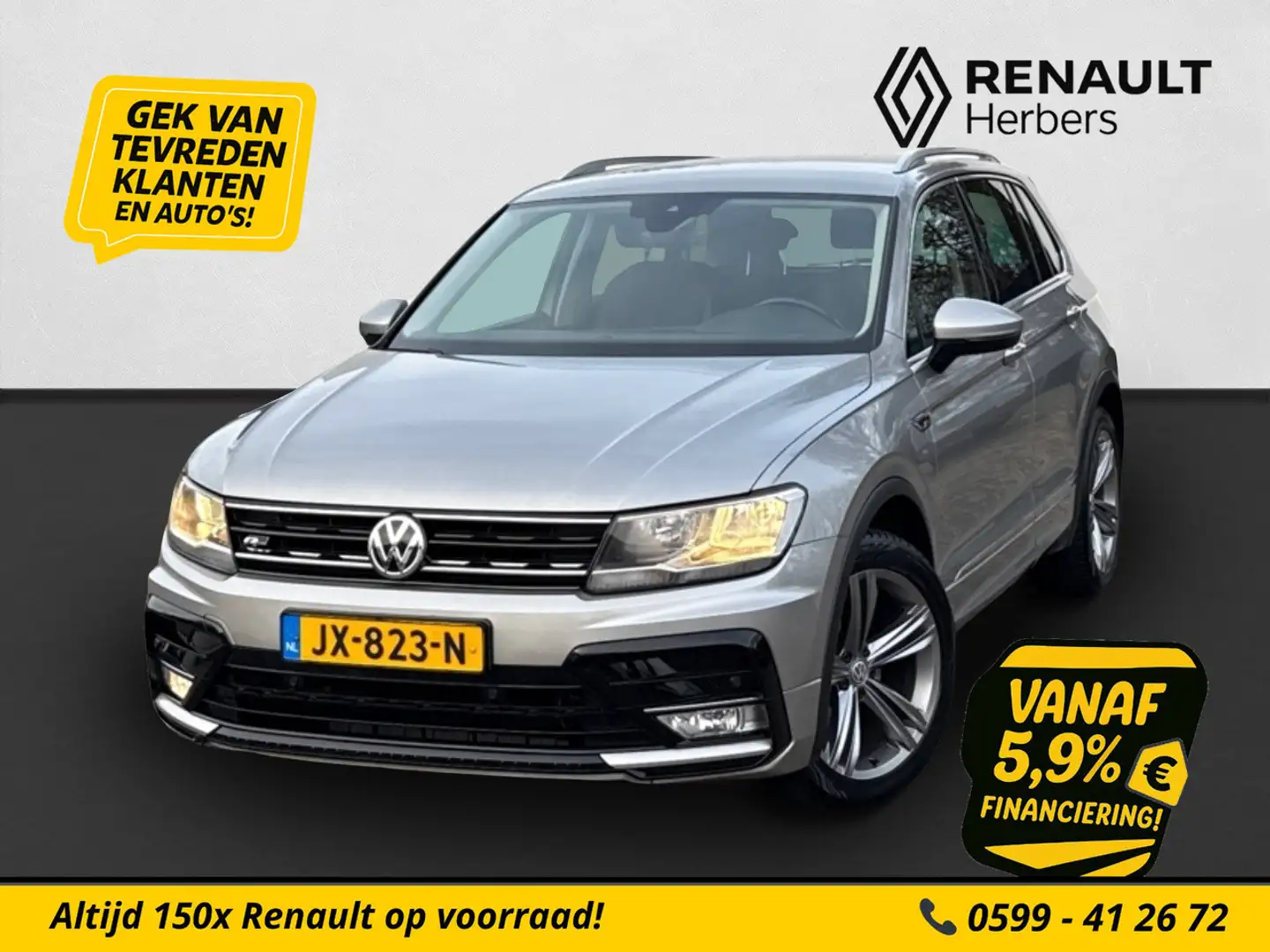 Volkswagen Tiguan 1.4 TSI 125PK R-Line ALL SEASON / TREKHAAK / NAVI Grijs - 1