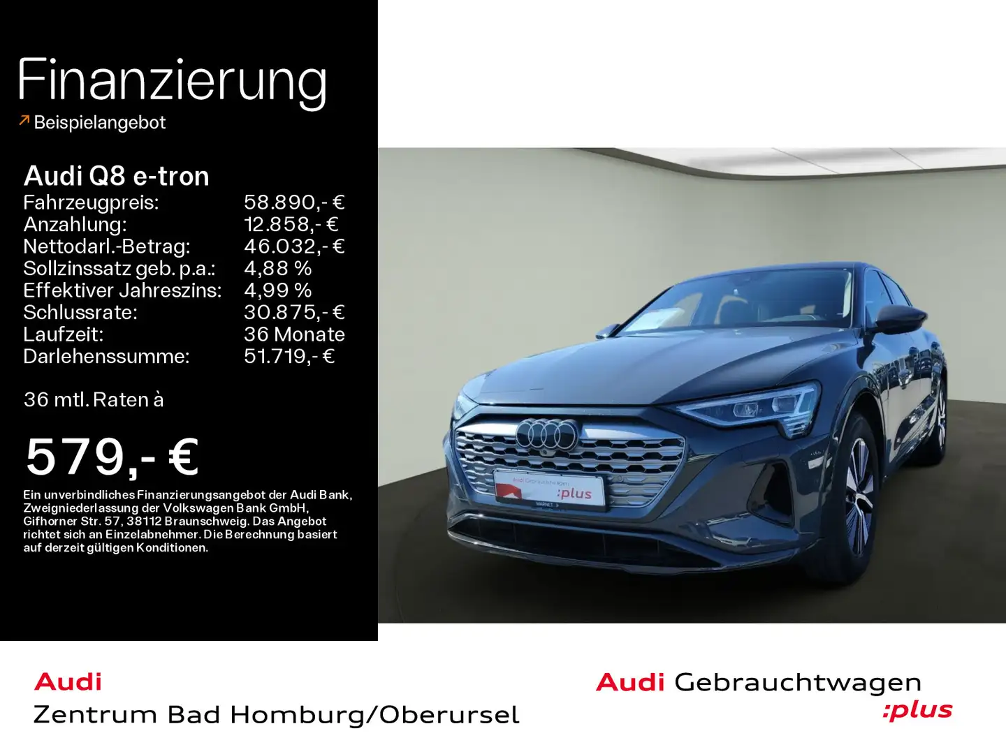 Audi Q8 e-tron Advanced 50 quattro*Navi*LED*Alu*AHK*P Grau - 1