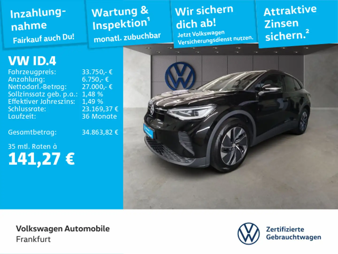 Volkswagen ID.4 Pure Performance mit Infotainment-Paket Nav Schwarz - 1