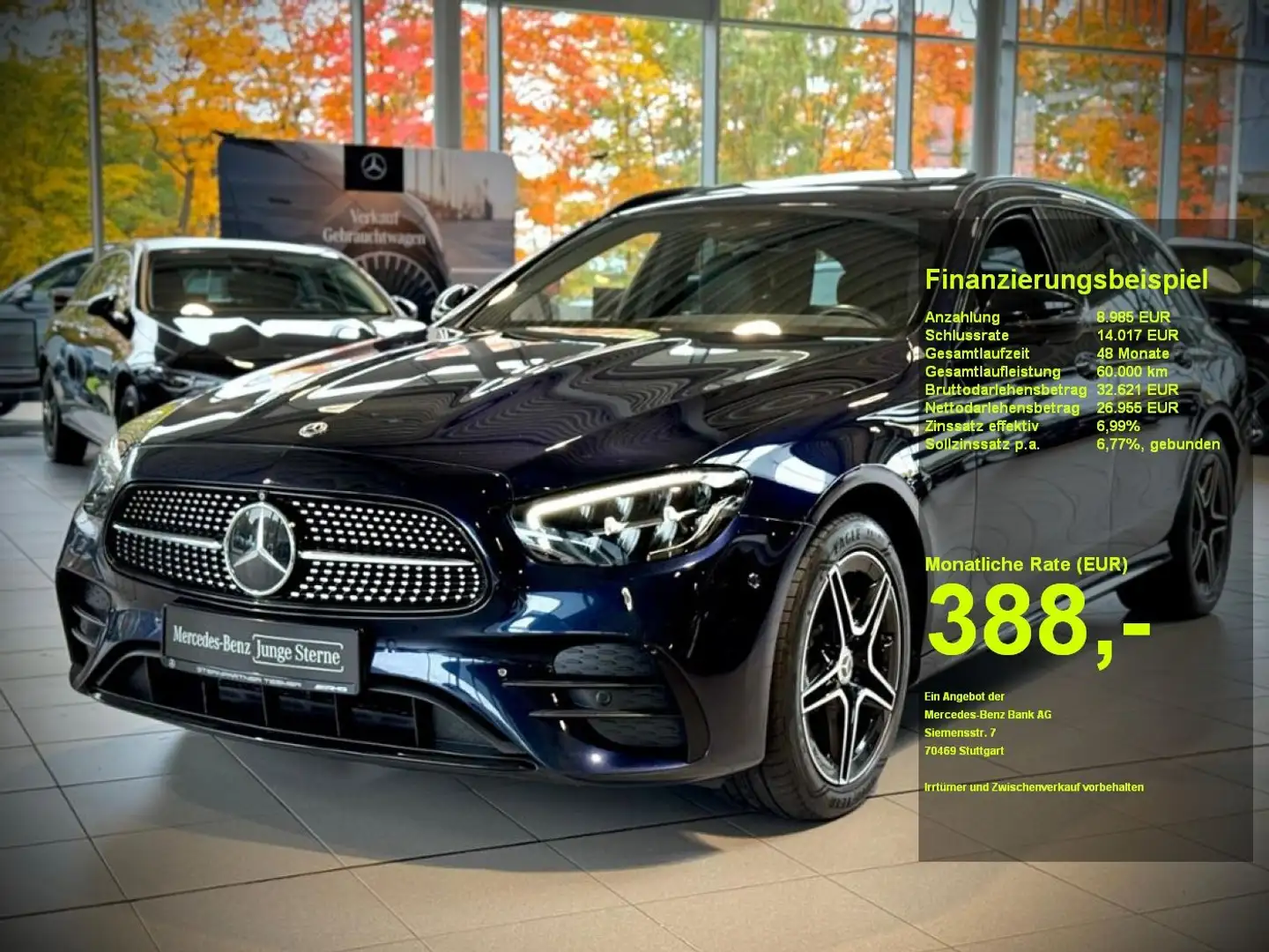 Mercedes-Benz E 300 e T AMG+Night+MBUX+SDach+WIDE+360+Distr. Bleu - 1