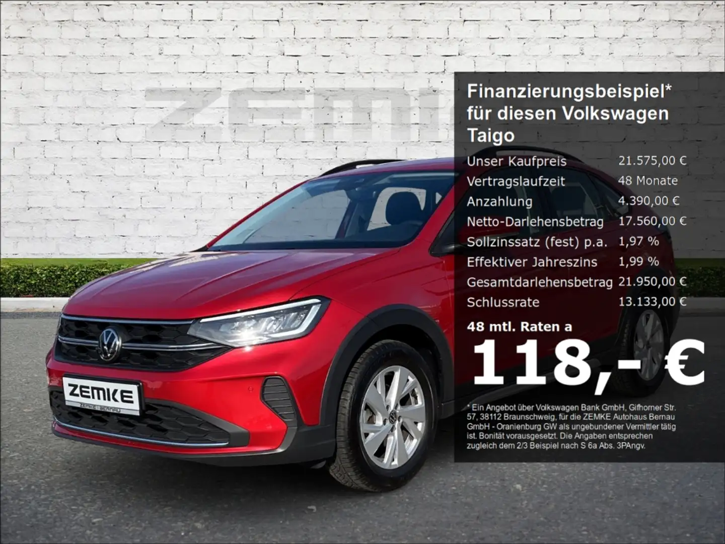 Volkswagen Taigo 1.0 TSI Life 1,99%Navi digitales Cockpit LED Apple Rouge - 1