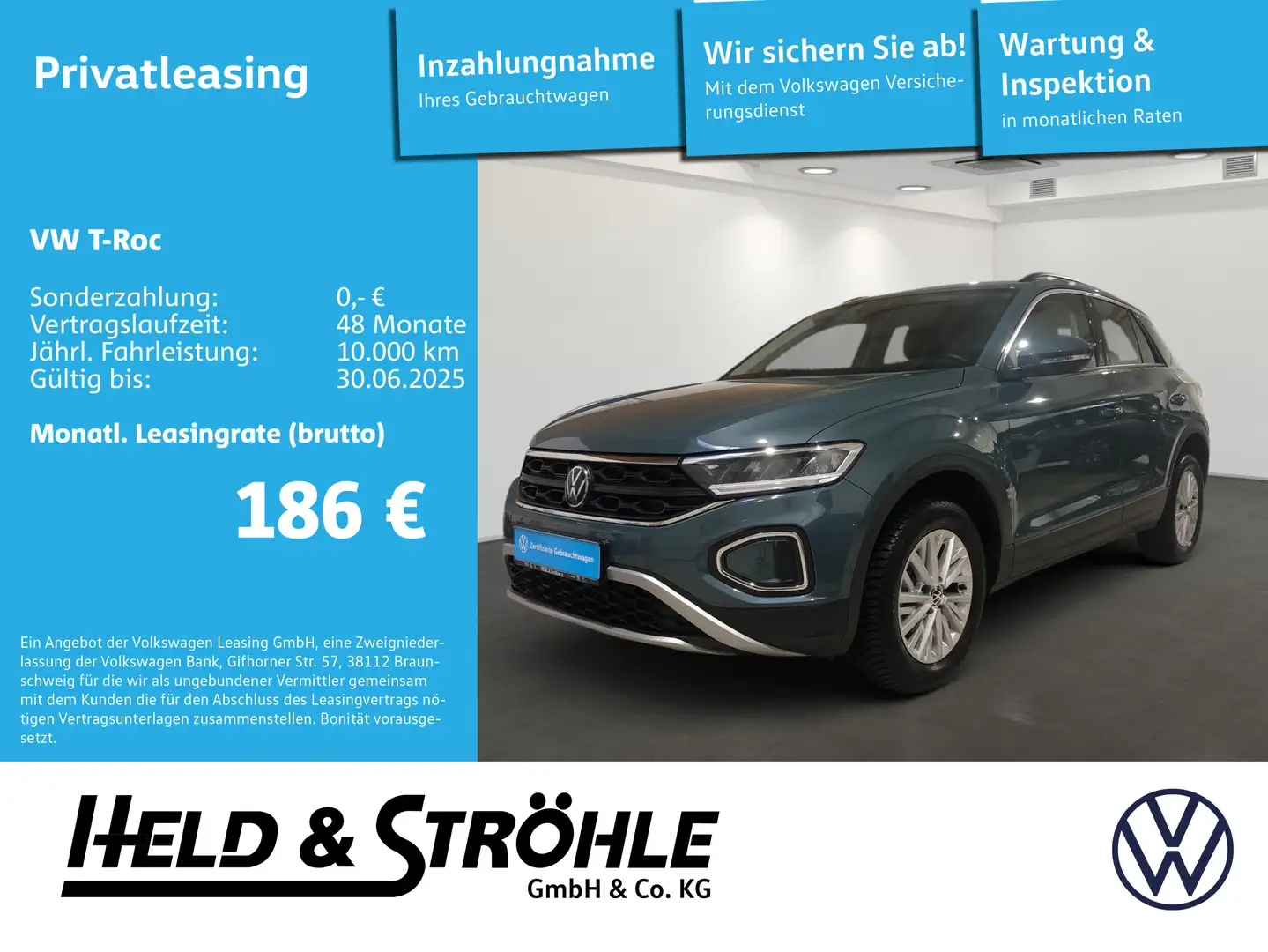 Volkswagen T-Roc T-ROC Life 1.0 TSI LED NAV PARKLENK SHZ APP DAB+ Bleu - 1