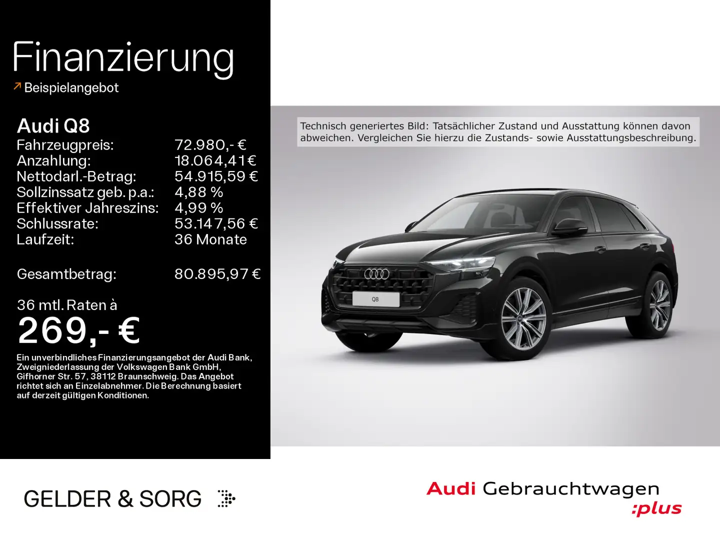 Audi Q8 50 TDI quattro air*Matrix*AHK*Pano*HuD*360° Schwarz - 1