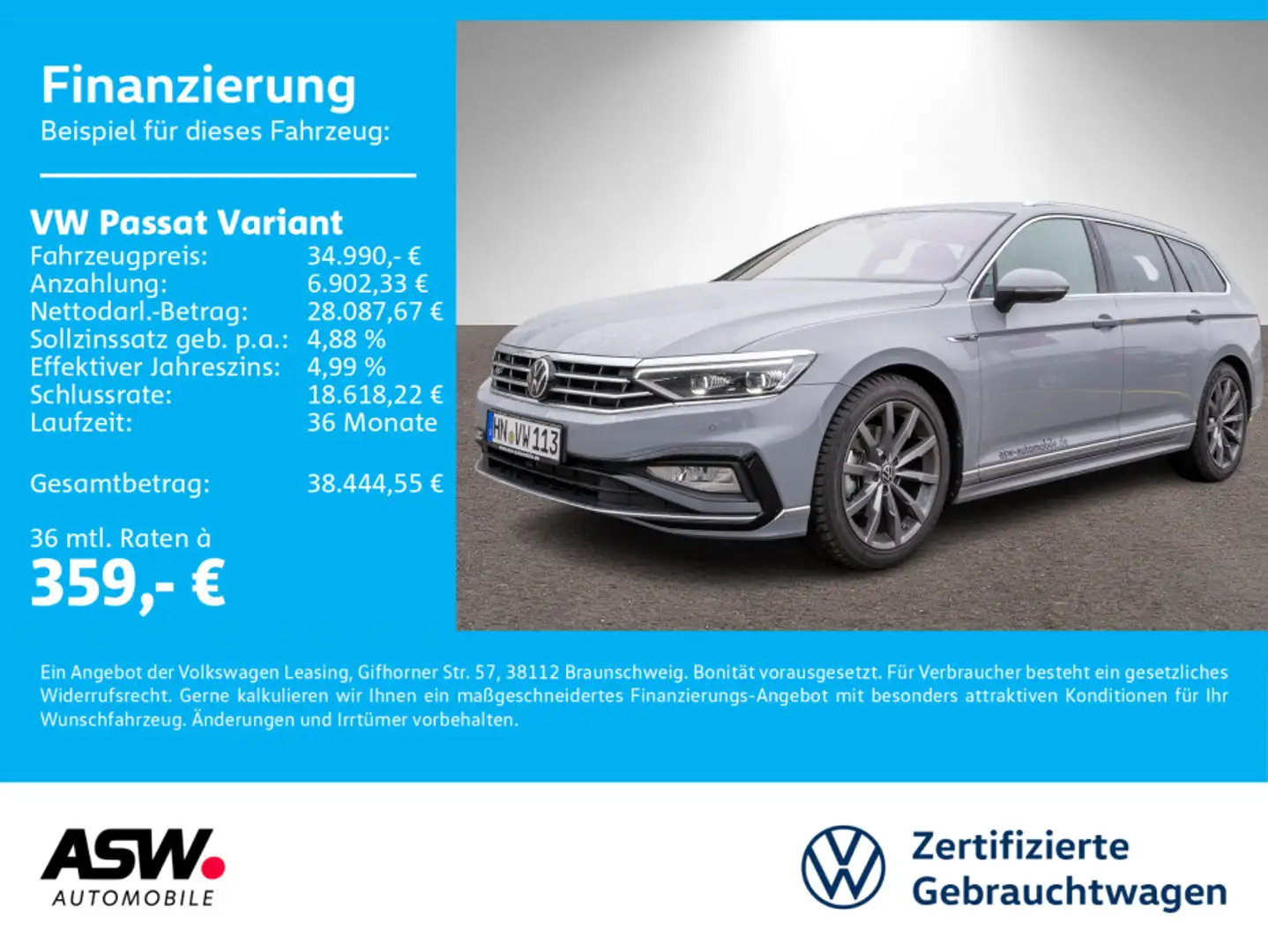Volkswagen Passat Variant R-Line 2.0TDI DSG LED NAVI AHK VC Grau - 1