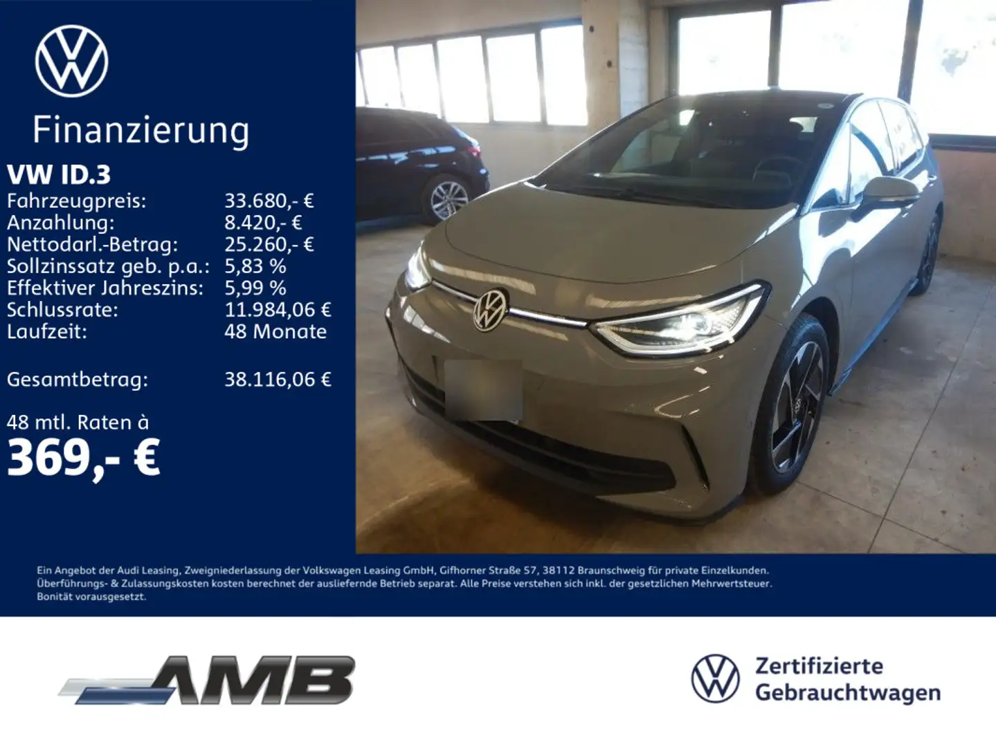 Volkswagen ID.3 Pro 59kWh/Matrix/Nav/Sitzhzg/RFK/Wärmepumpe Grau - 1