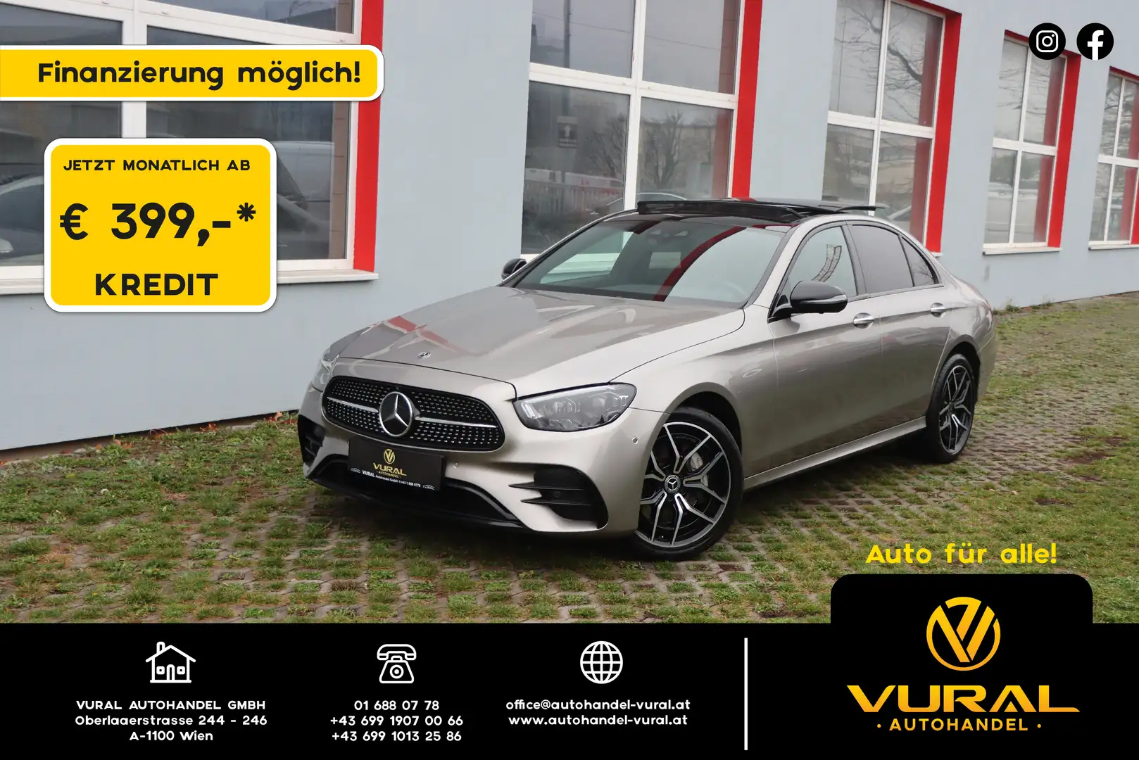 Mercedes-Benz E 300 de AMG-LINE | PANORAMA | 360° Kamera |Multibeam Grau - 1