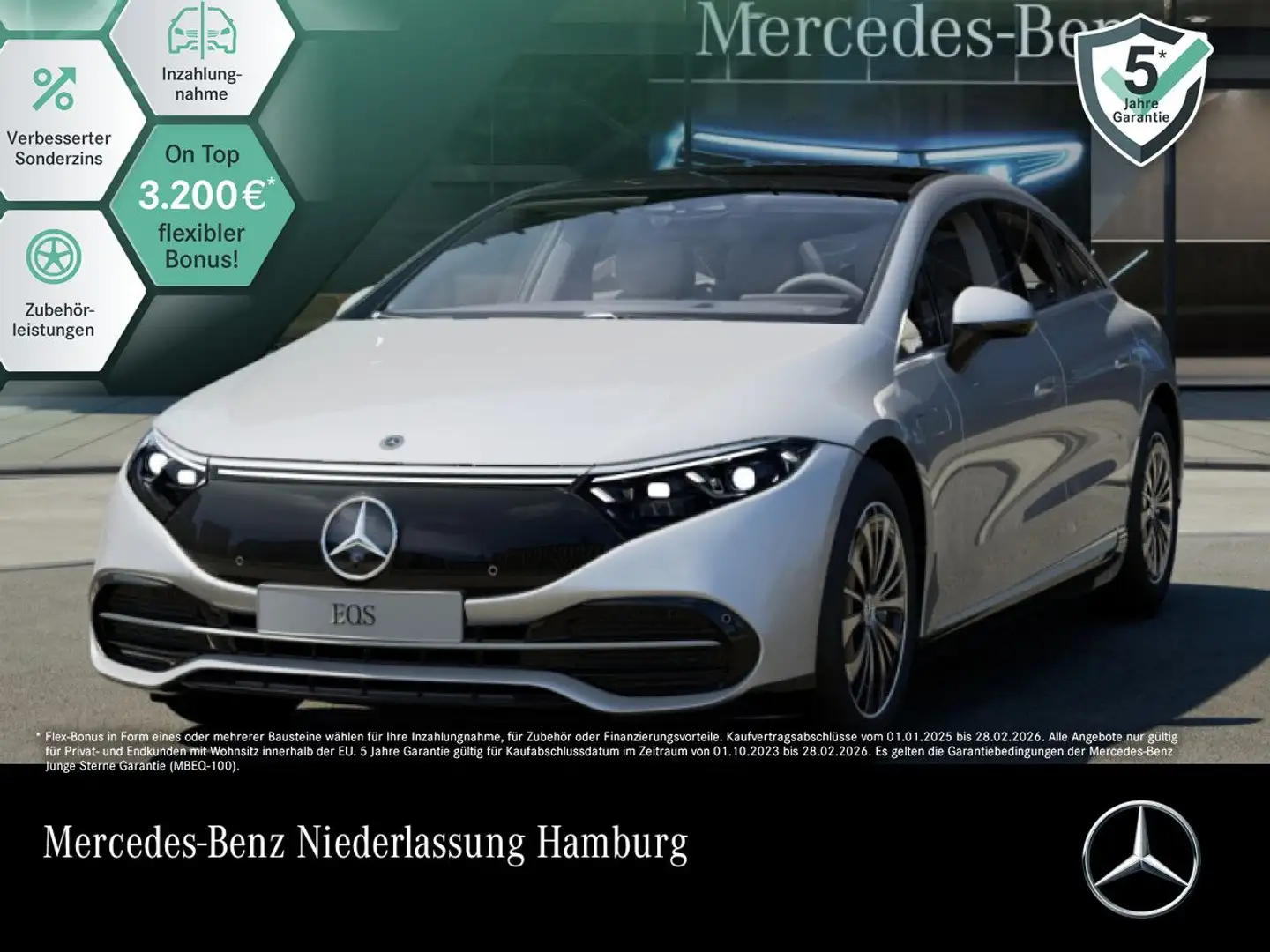 Mercedes-Benz EQS 450 Fahrass WideScreen Pano Burmester Distr+ Silber - 1