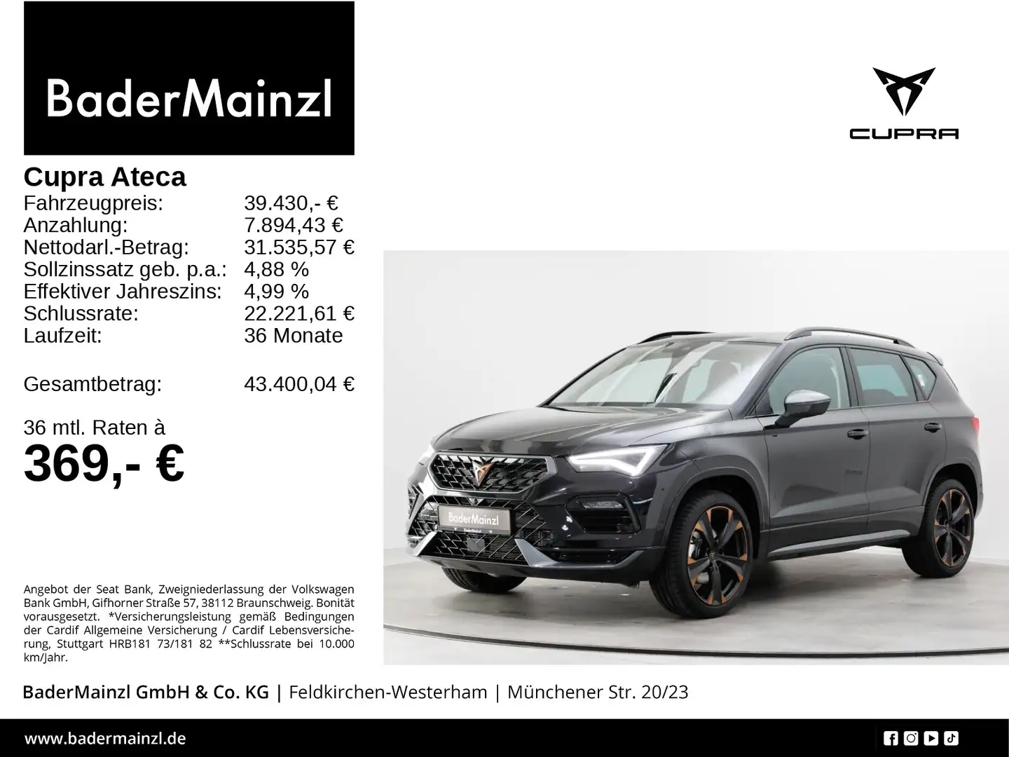 CUPRA Ateca 1.5 TSI DSG ACC AHK 360° SHZ Pano Beats Schwarz - 1