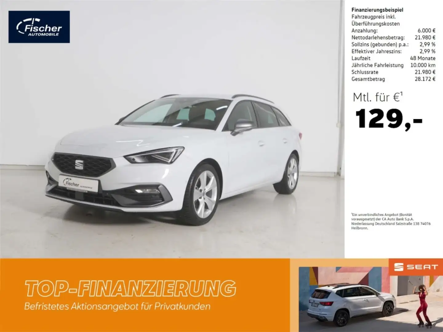 SEAT Leon Sportstourer 1.5 eTSI DSG FR LED/NAV/KAMERA Weiß - 1