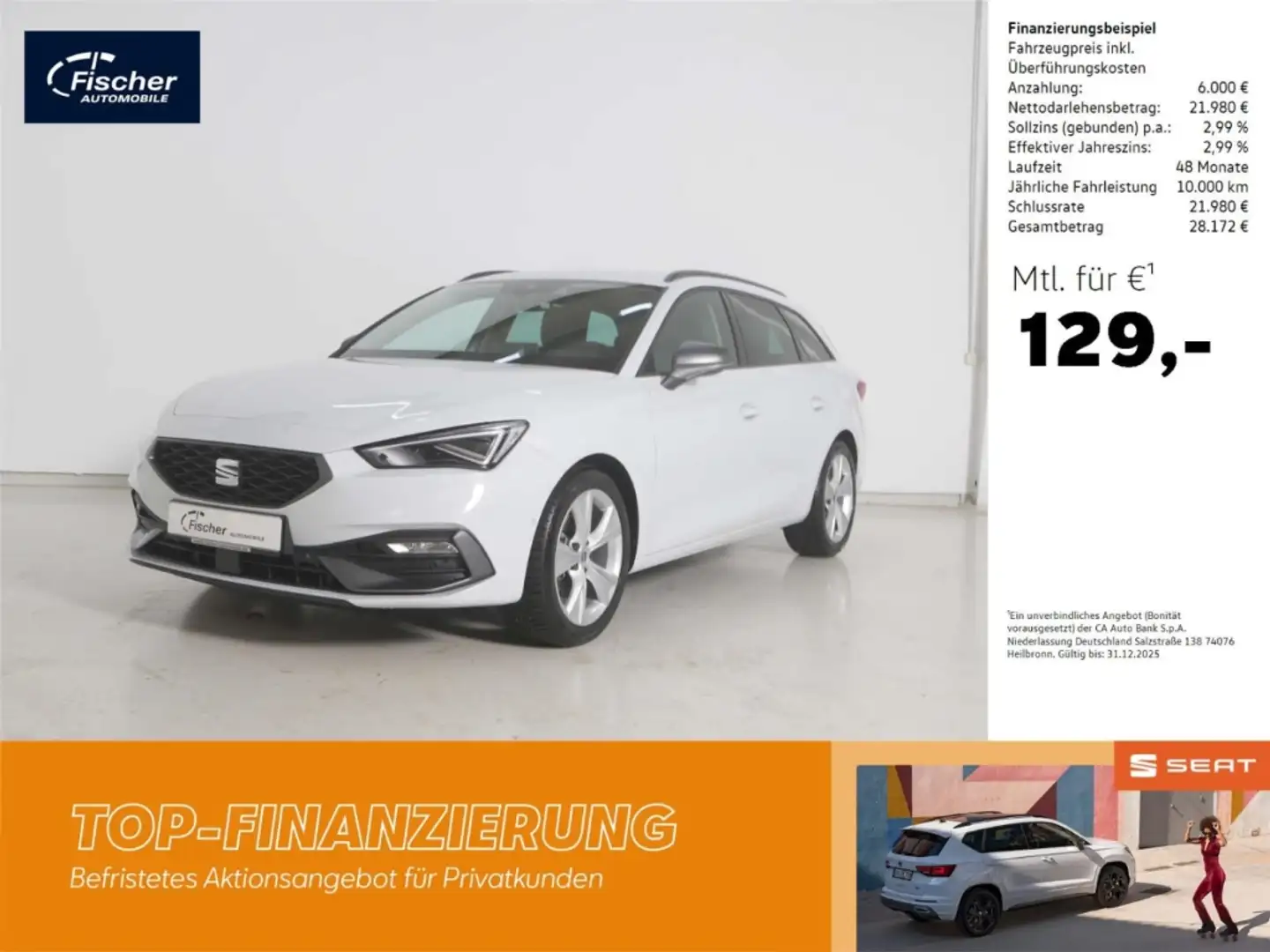 SEAT Leon Sportstourer 1.5 eTSI DSG FR LED/NAV/KAMERA Weiß - 1