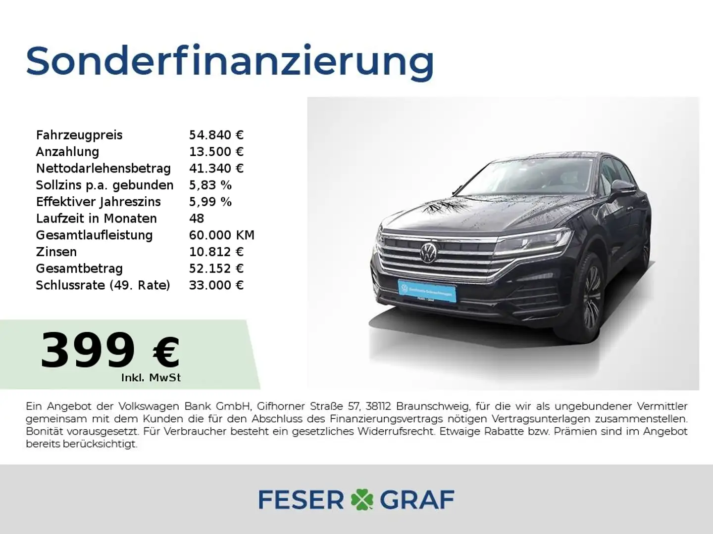 Volkswagen Touareg V6 3.0 TDI 4M AHK ACC LED Navi RüKa Schwarz - 1