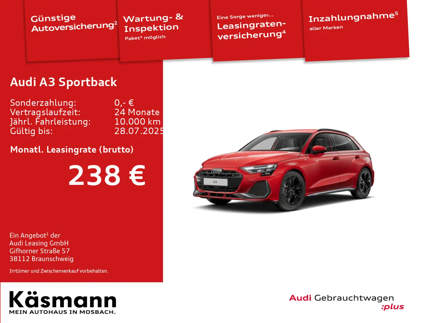 Audi A3 S line 30TFSI MATRIX KAM AHK NAV Rot - 1