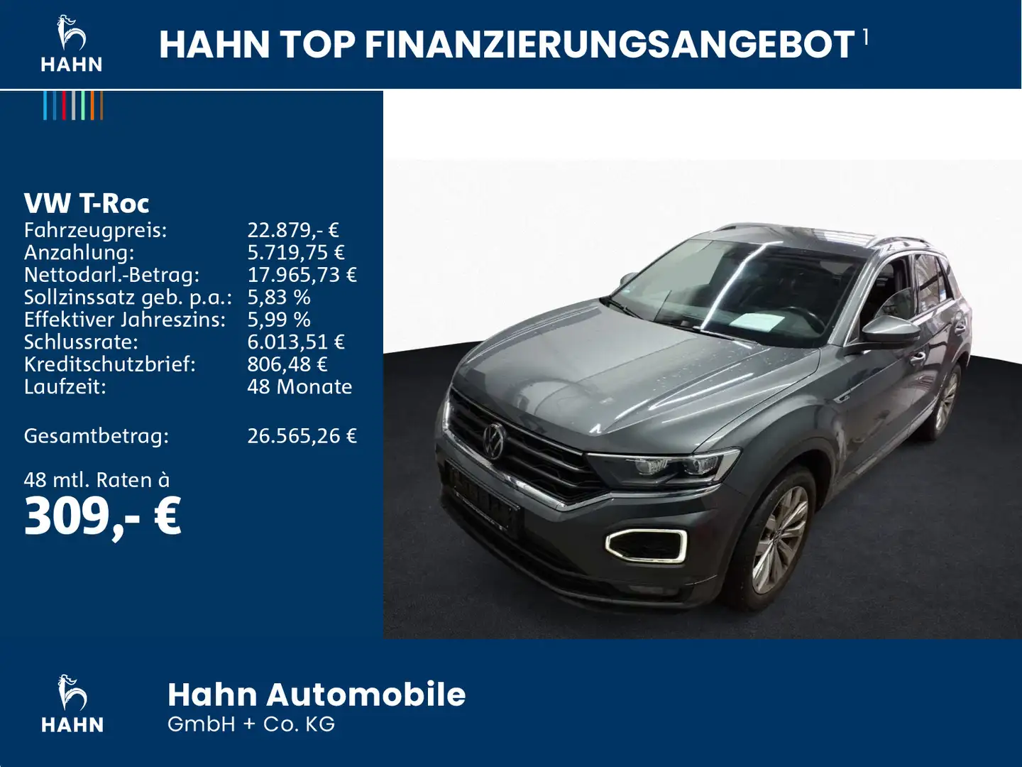 Volkswagen T-Roc 1.5 TSI Sport ACC CAM Climatr Navi LED Grau - 2