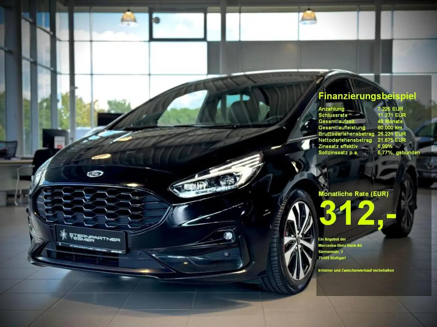 Ford S-Max S-MAX ST-Line 7Sitze+Kamera+AHK+NAVI+Leder+ACC Noir - 1